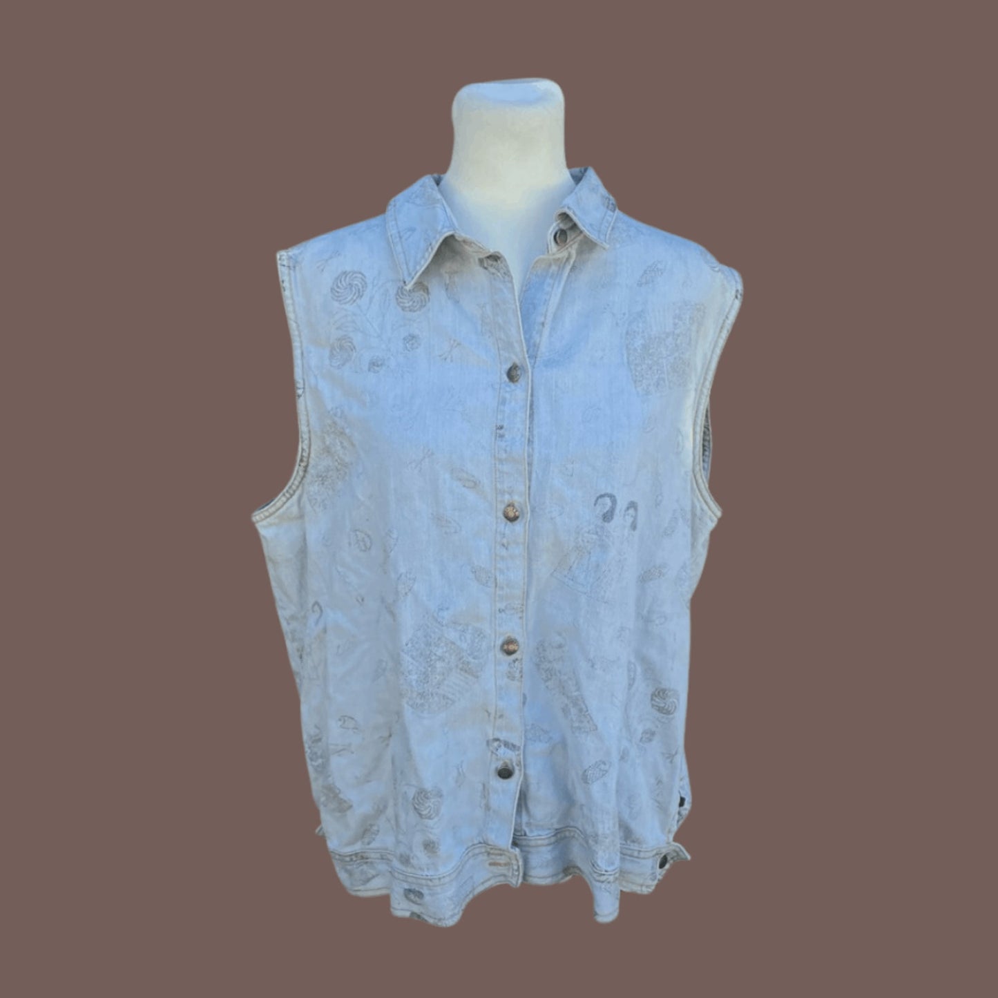 Vintage Chico’s Embroidered Denim Vest – 90s Boho Layering Piece