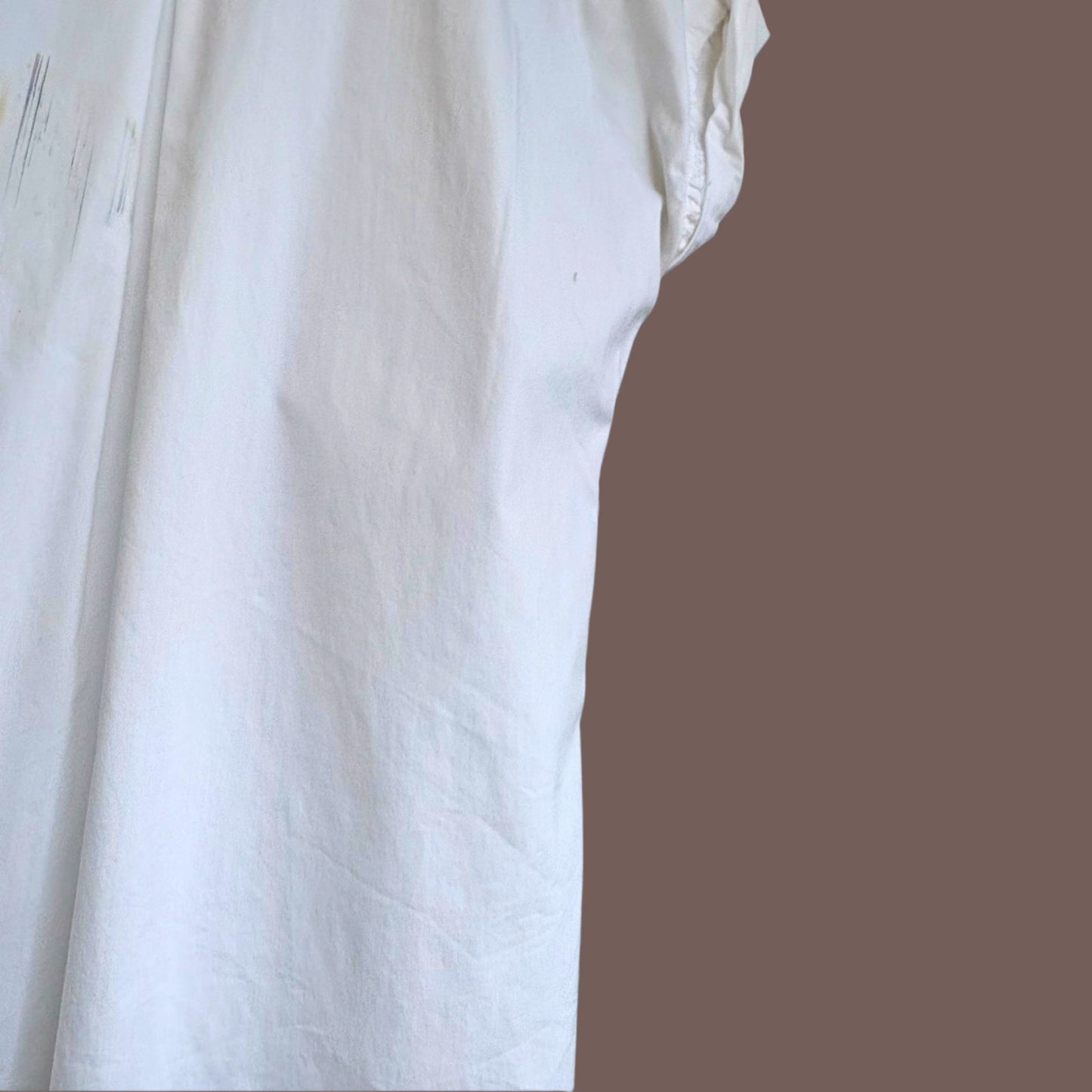 Vintage Donna Karan White Band Collar Blouse – 2000s Minimal