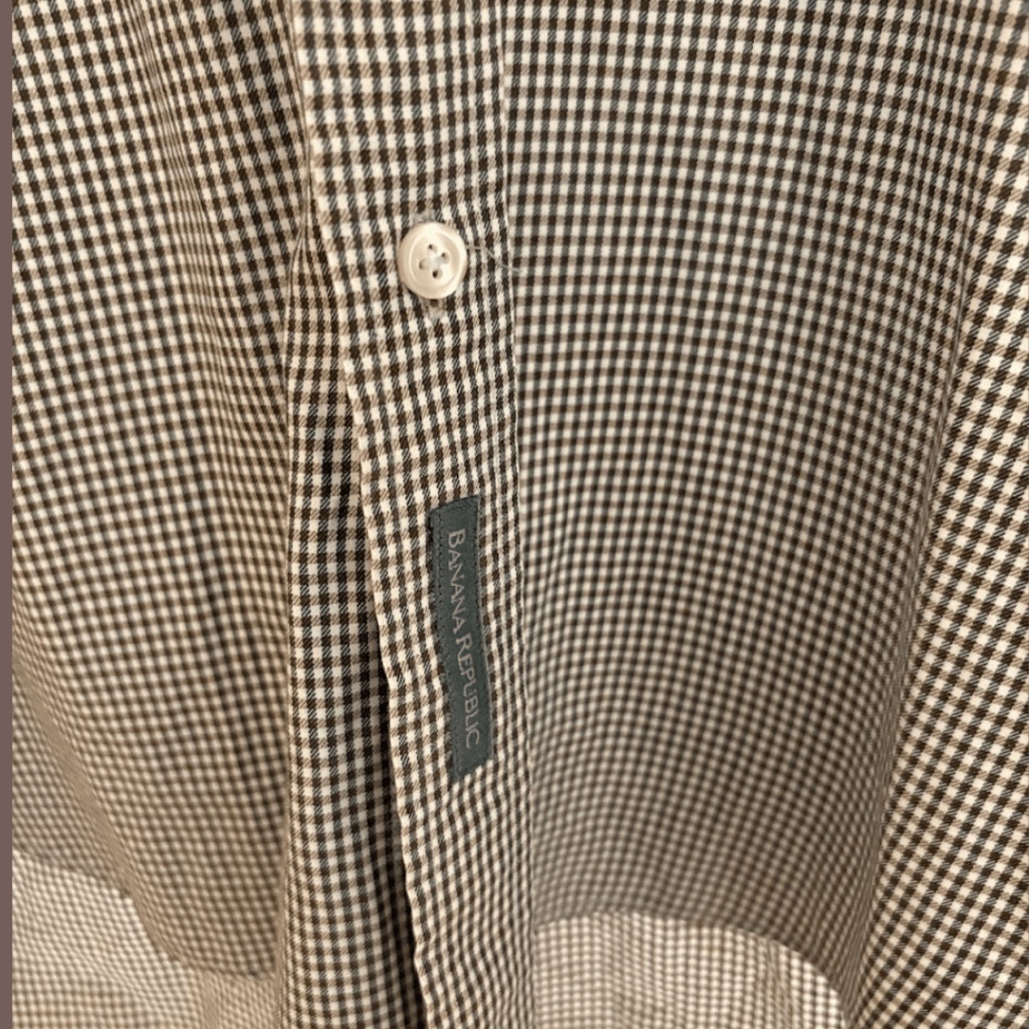Vintage Banana Republic Brown Micro-Grid Shirt – 90s Prep Classic