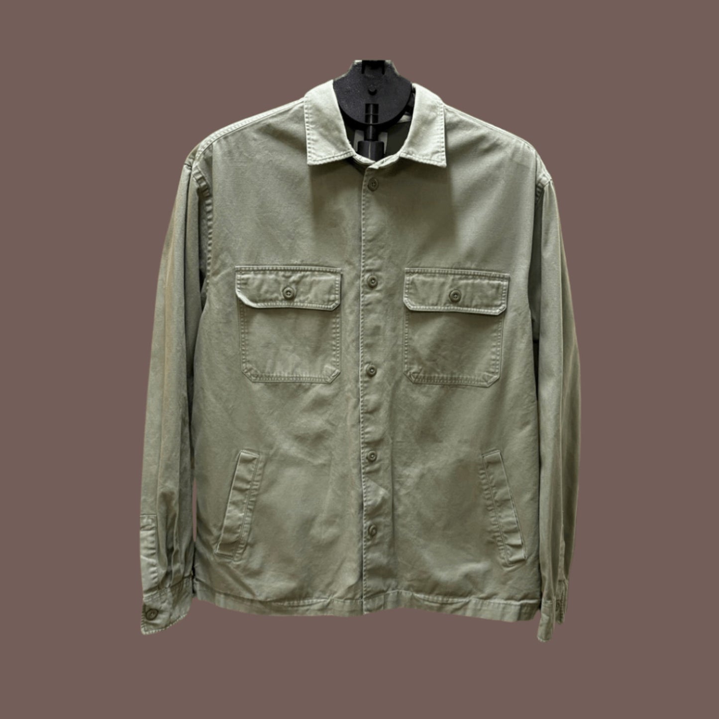 H&M Olive Cotton Shacket – Minimalist Layering Essential