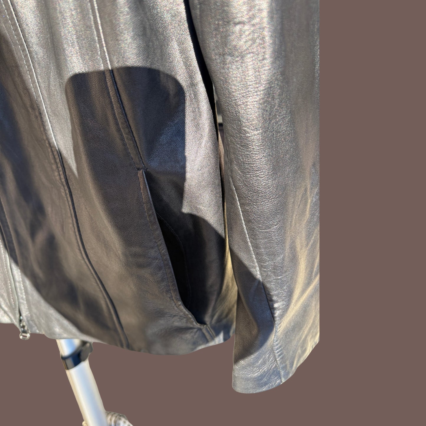 Vintage Winlit Black Leather Zip Jacket – Minimalist Y2K