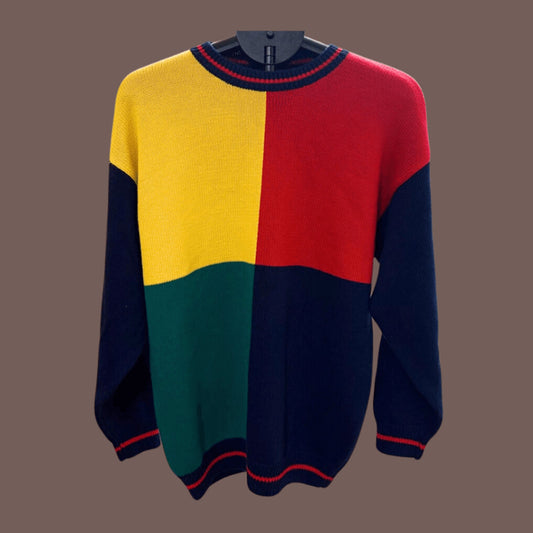 Vintage Charter Club Color Block Knit Sweater – 90s Preppy Retro