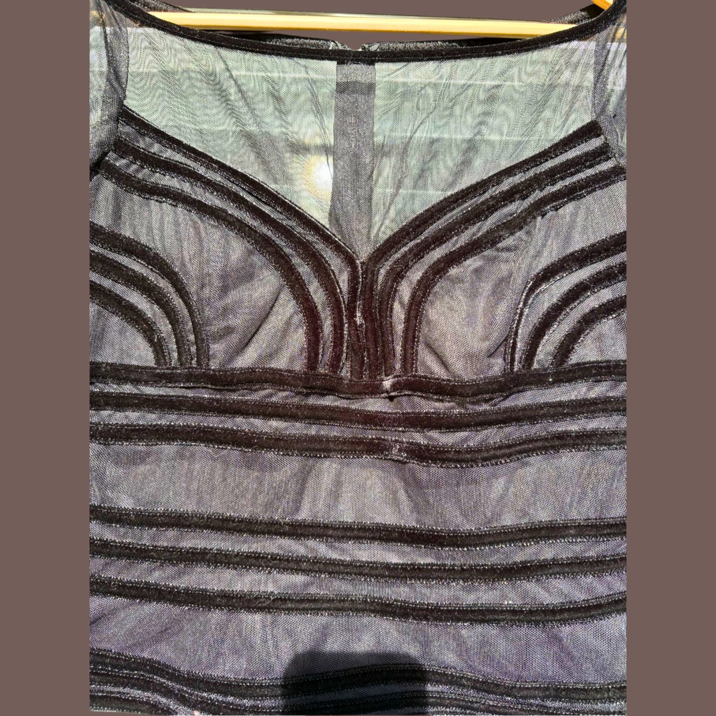 Vintage JS Collections Sheer Velvet Mesh Top – 2000s Romantic Glam