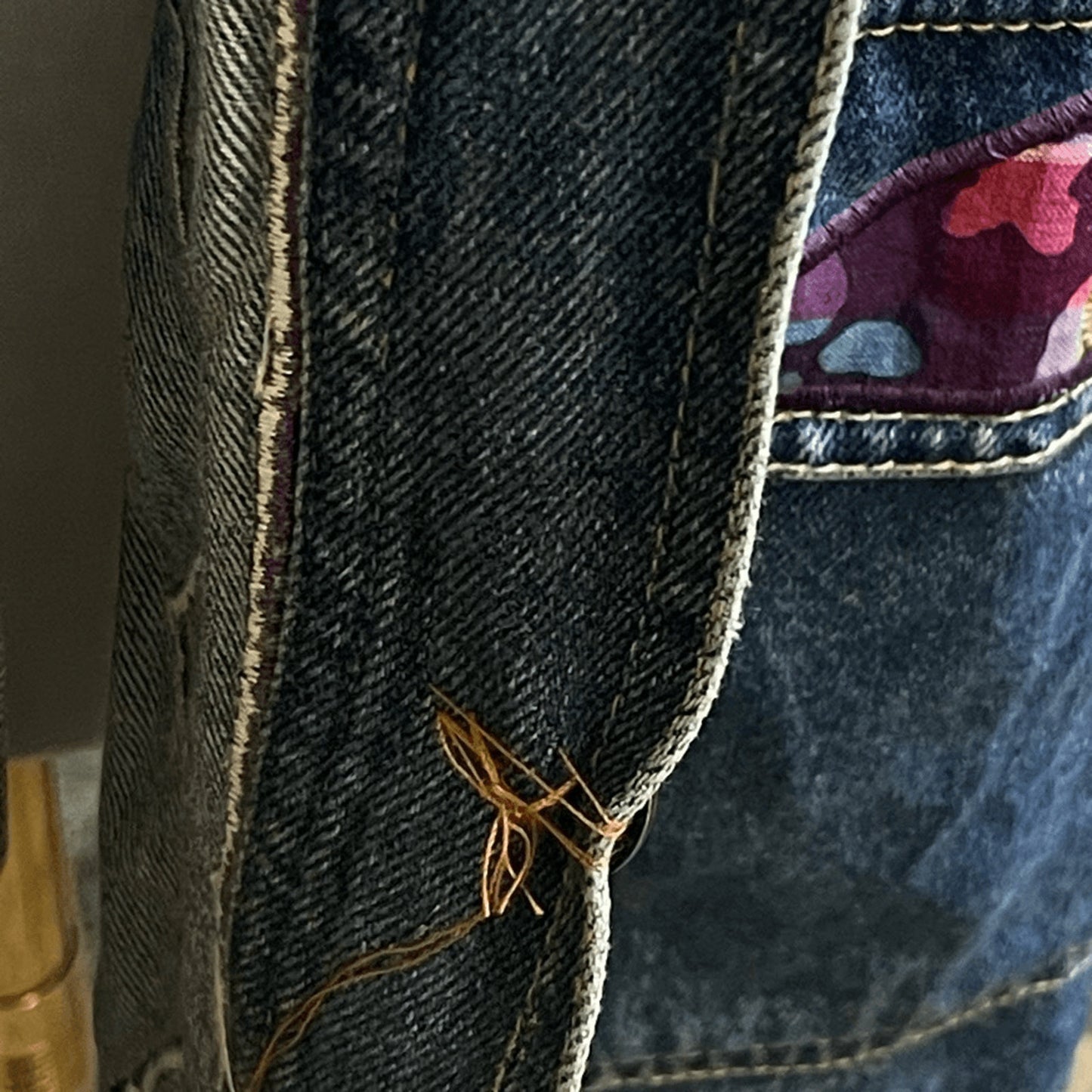 Vintage Carole Little Patchwork Denim Jacket – 90s Art Folk Vibe