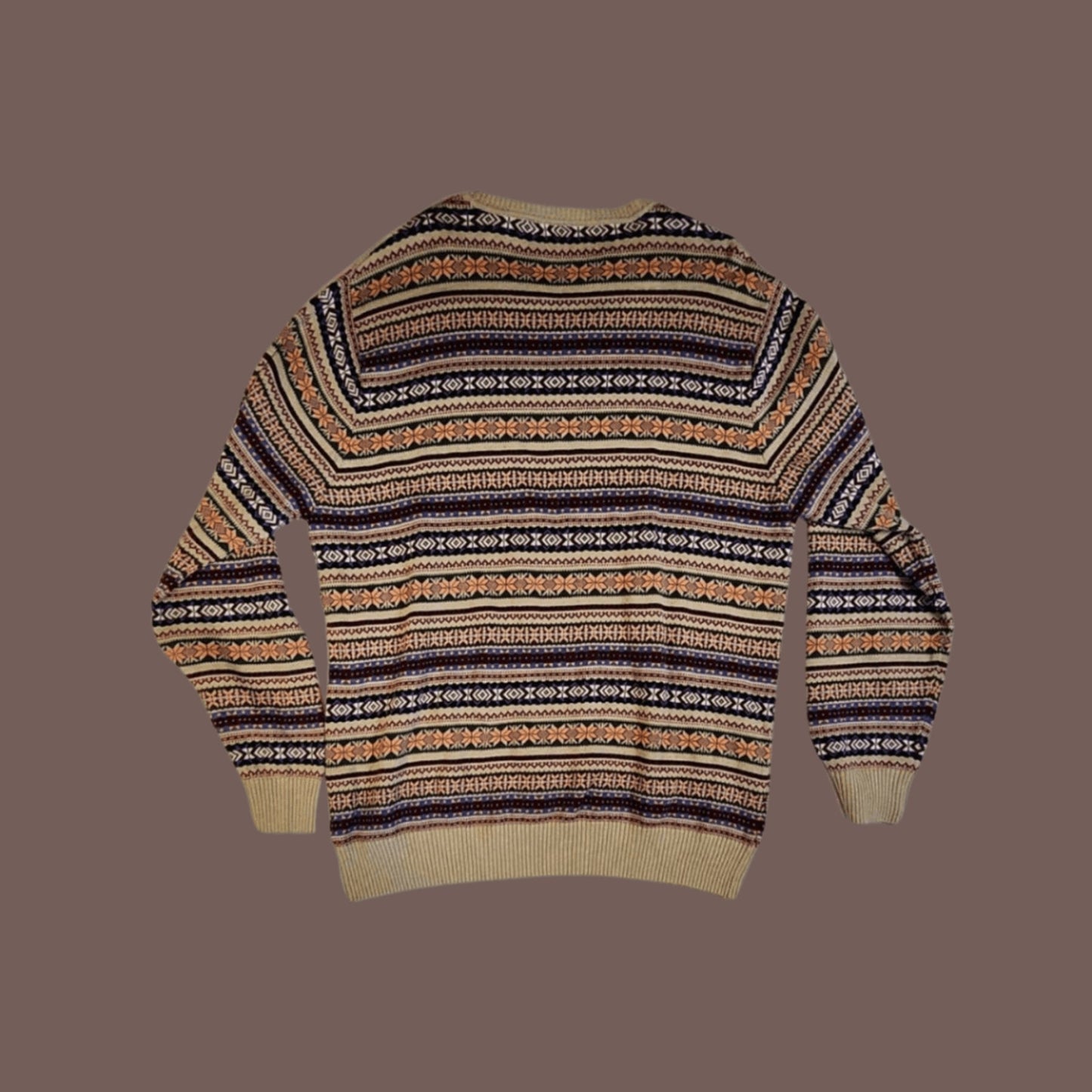 Southern Pines Tan Fair Isle Knit Sweater – XL Cozycore Classic