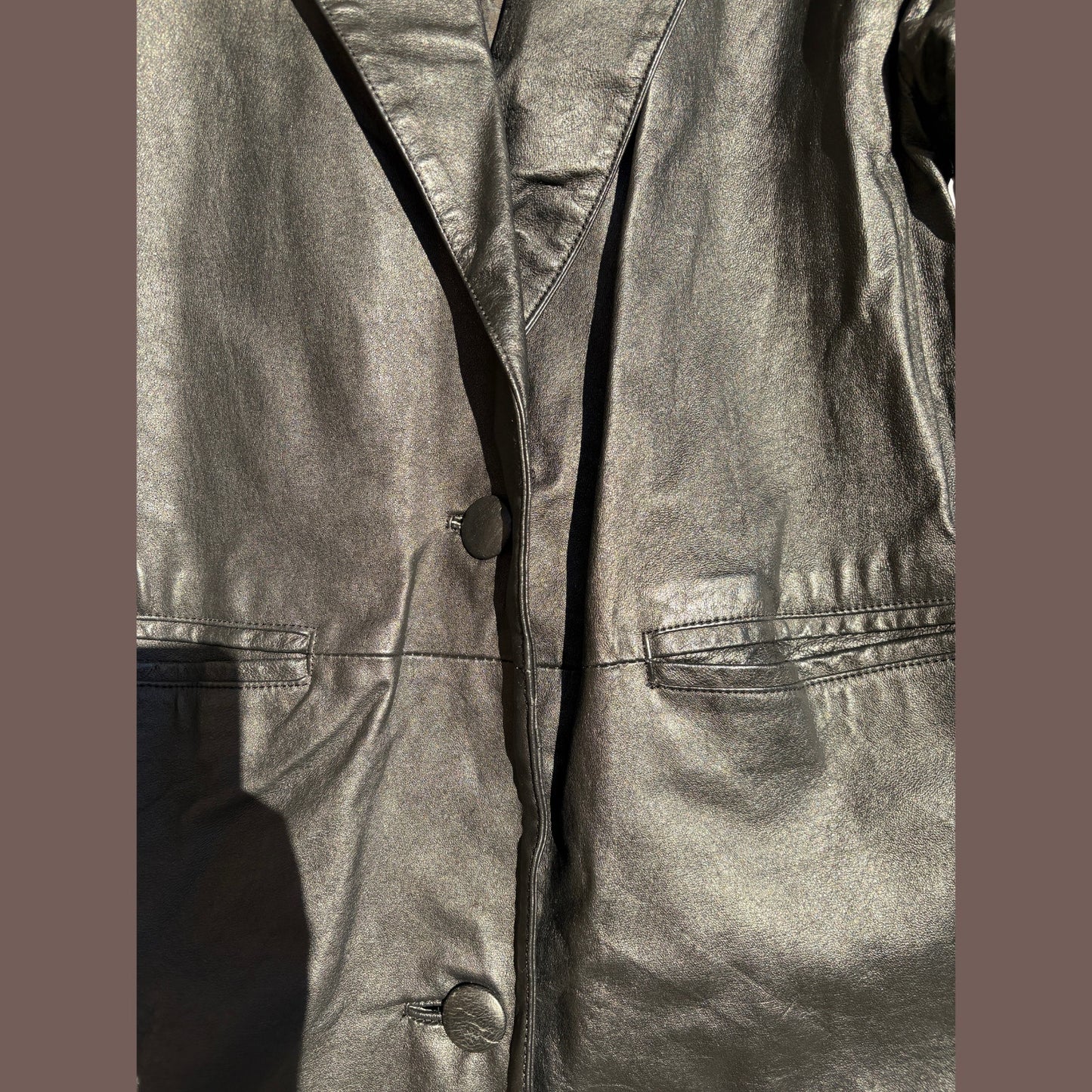 Vintage G III Leather Trench Coat – 90s Minimalist Grunge
