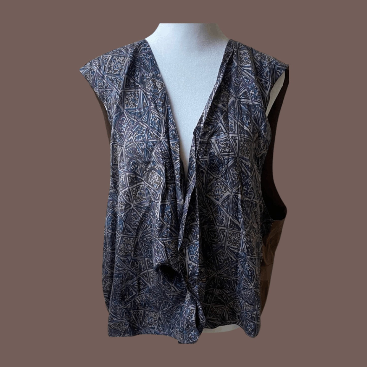 Vintage Chiamare Reversible Silk Vest – Retro Geometric Layer
