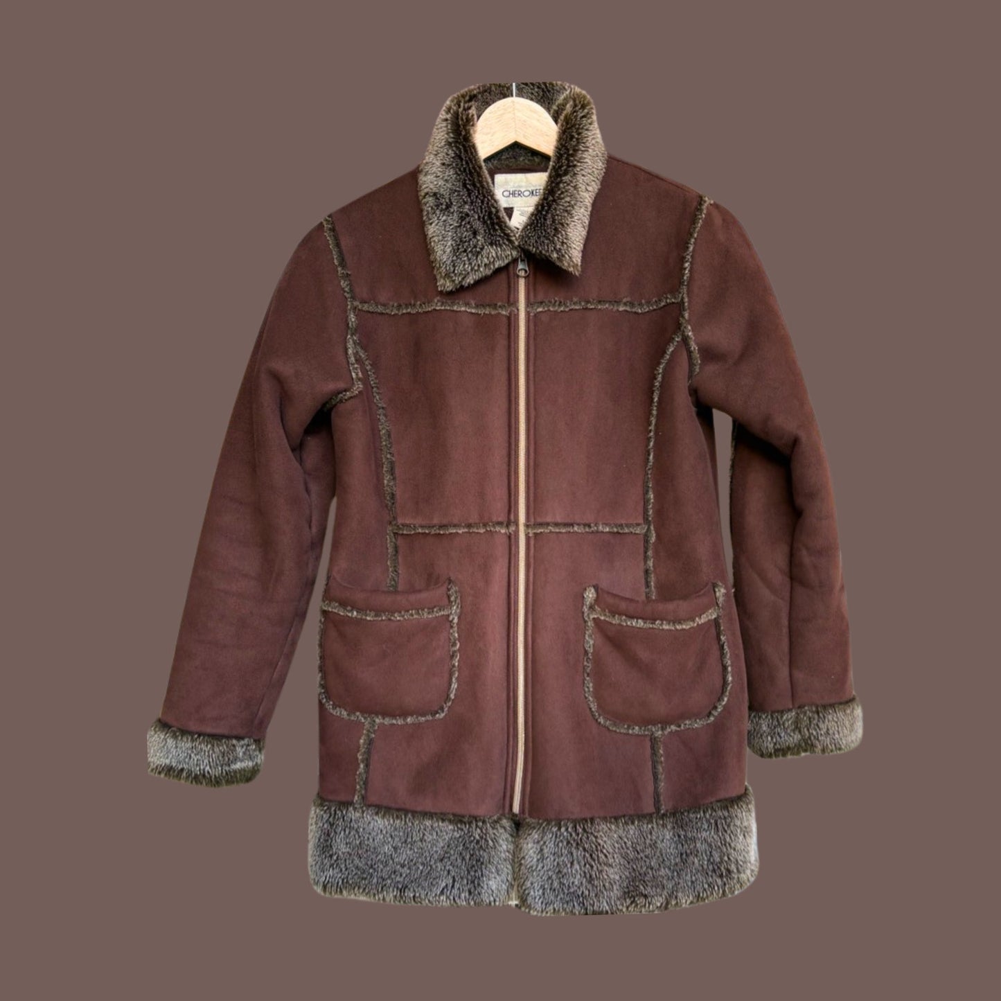 Vintage Cherokee Faux Shearling Coat – 90s Winter Staple