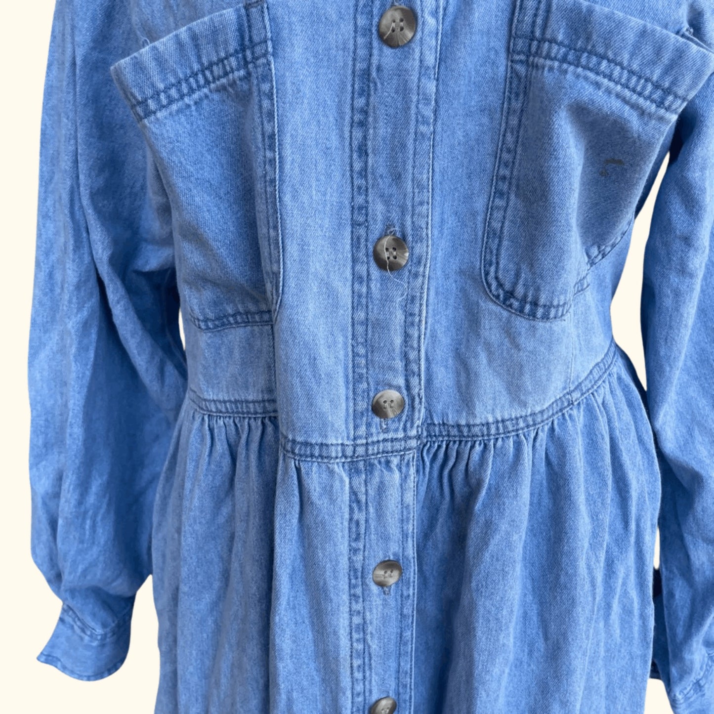 Vintage Fads Denim Shirt Dress – 90s Light Academia Workwear