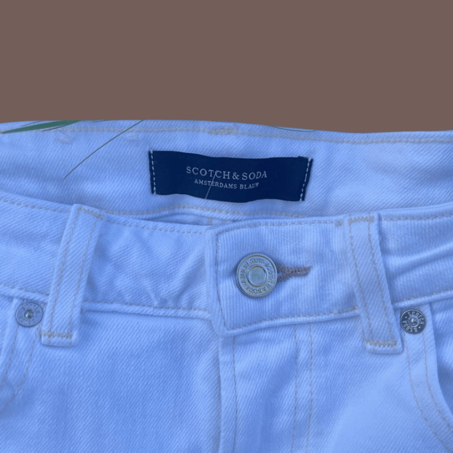 Scotch & Soda Cropped Jeans – White Mid‑Rise Minimal