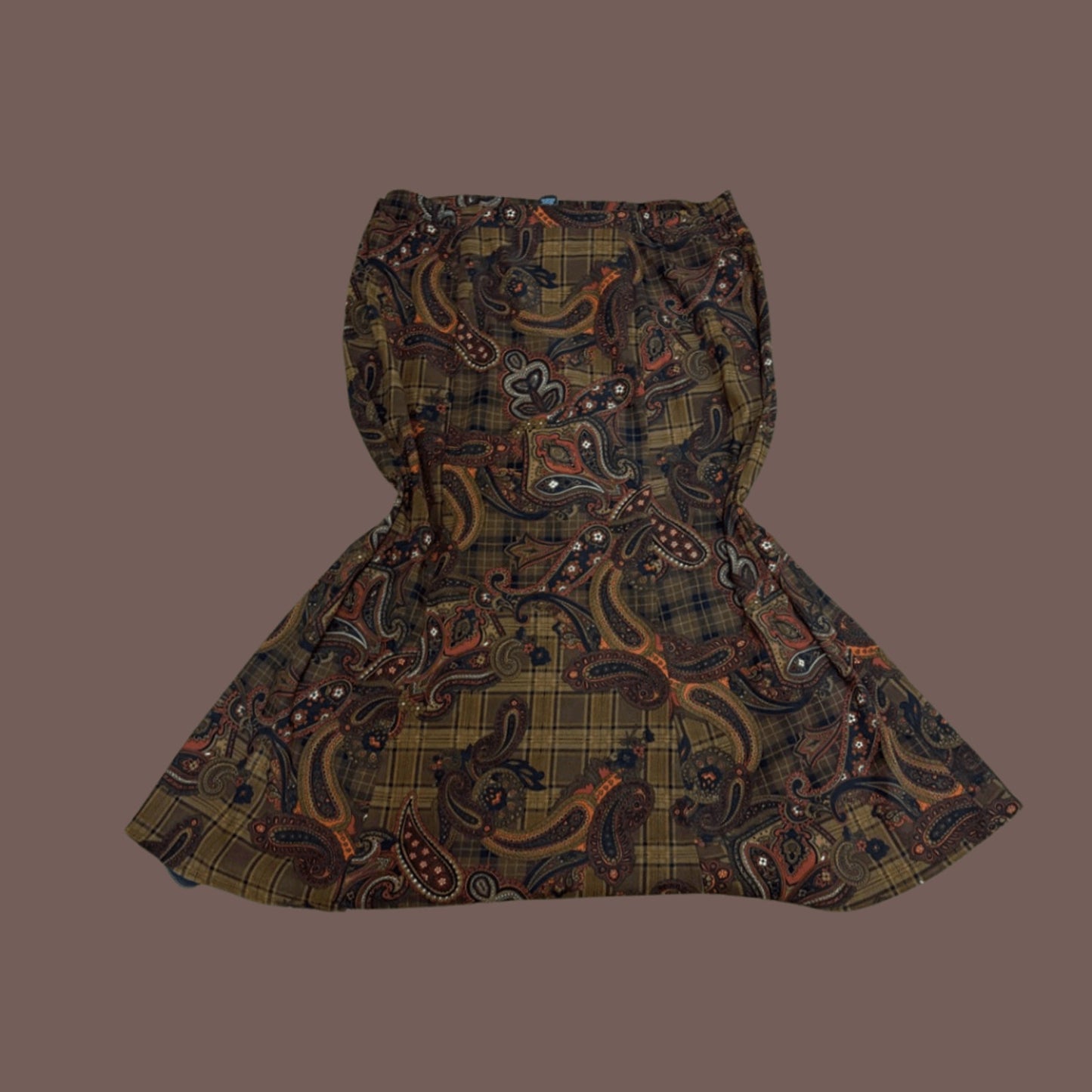 Vintage Elementz Paisley A-Line Midi Skirt – 70s Fall Boho