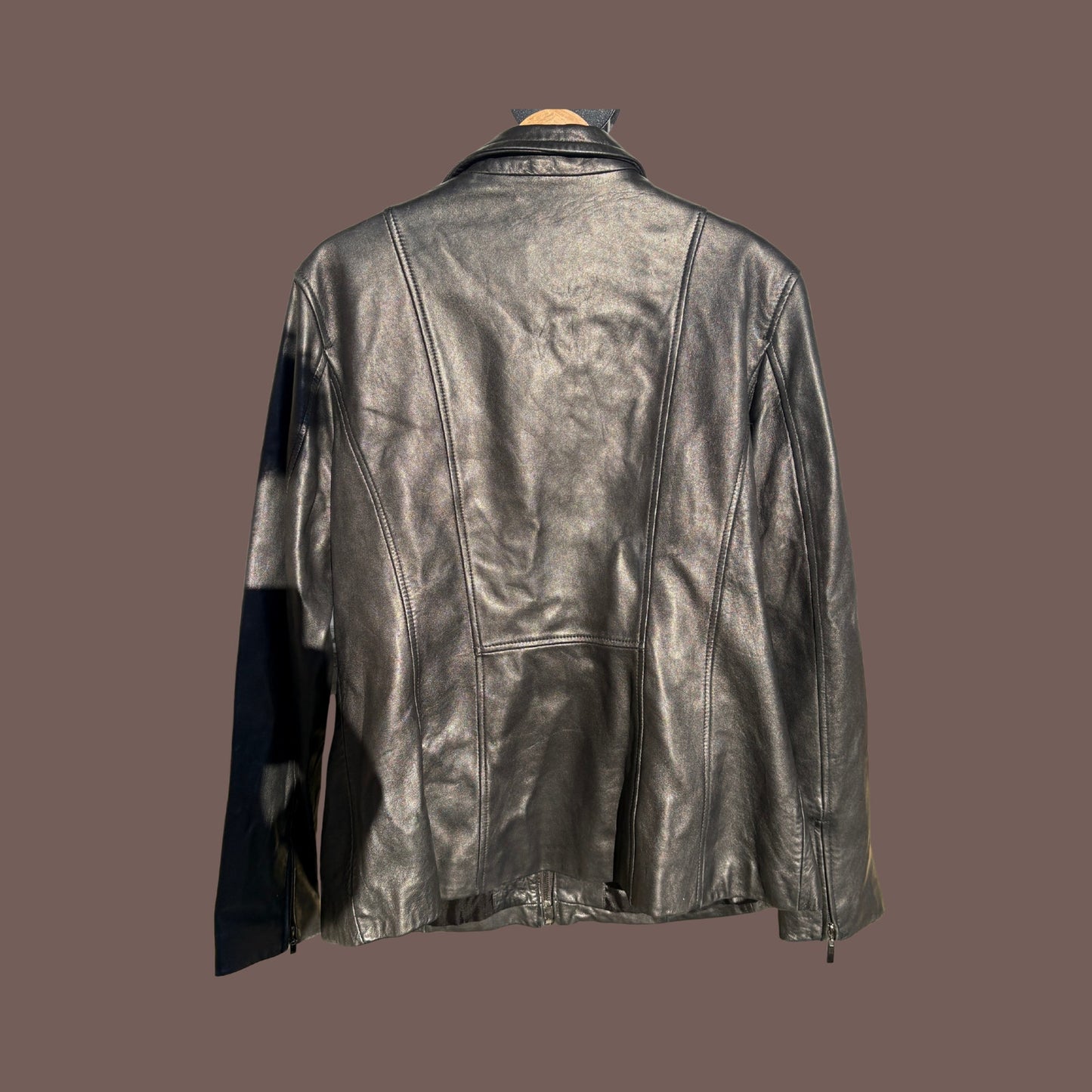 Vintage Winlit Black Leather Zip Jacket – Minimalist Y2K