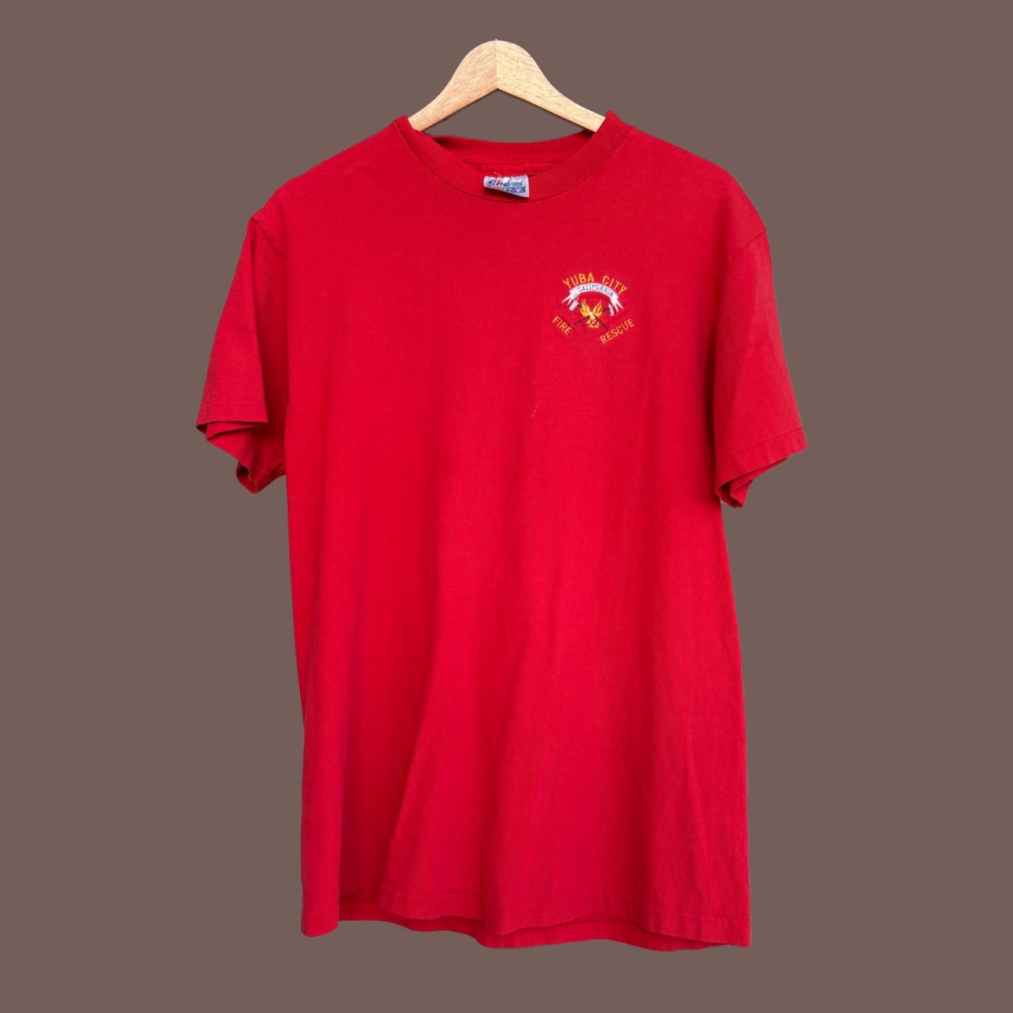 Vintage Hanes Beefy‑T Yuba City Fire Rescue Tee – 90s Workwear Hero