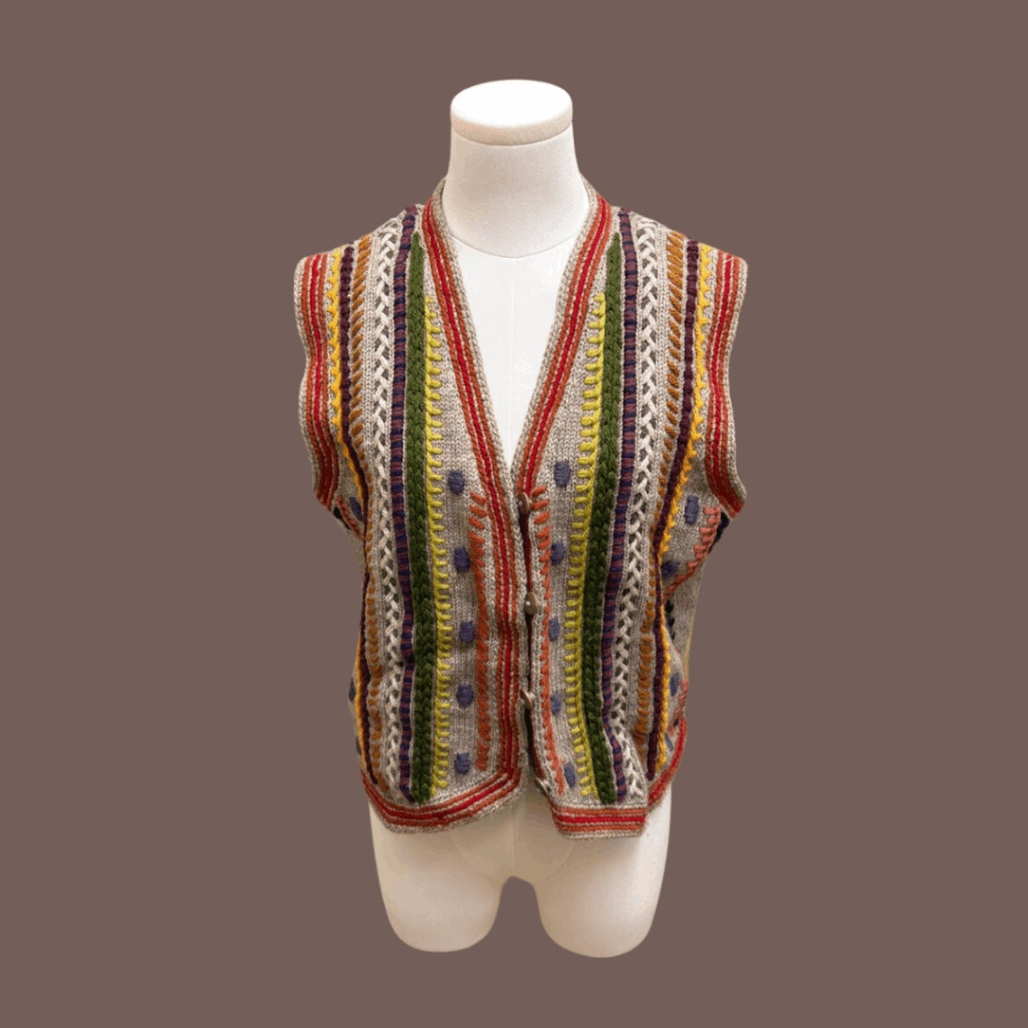 Vintage Peruvian Connection Wool Vest – Boho Knitwear Essential