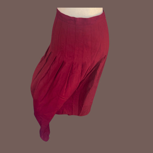 Vintage Red Pleated A-Line Skirt – 90s Dark Academia Classic